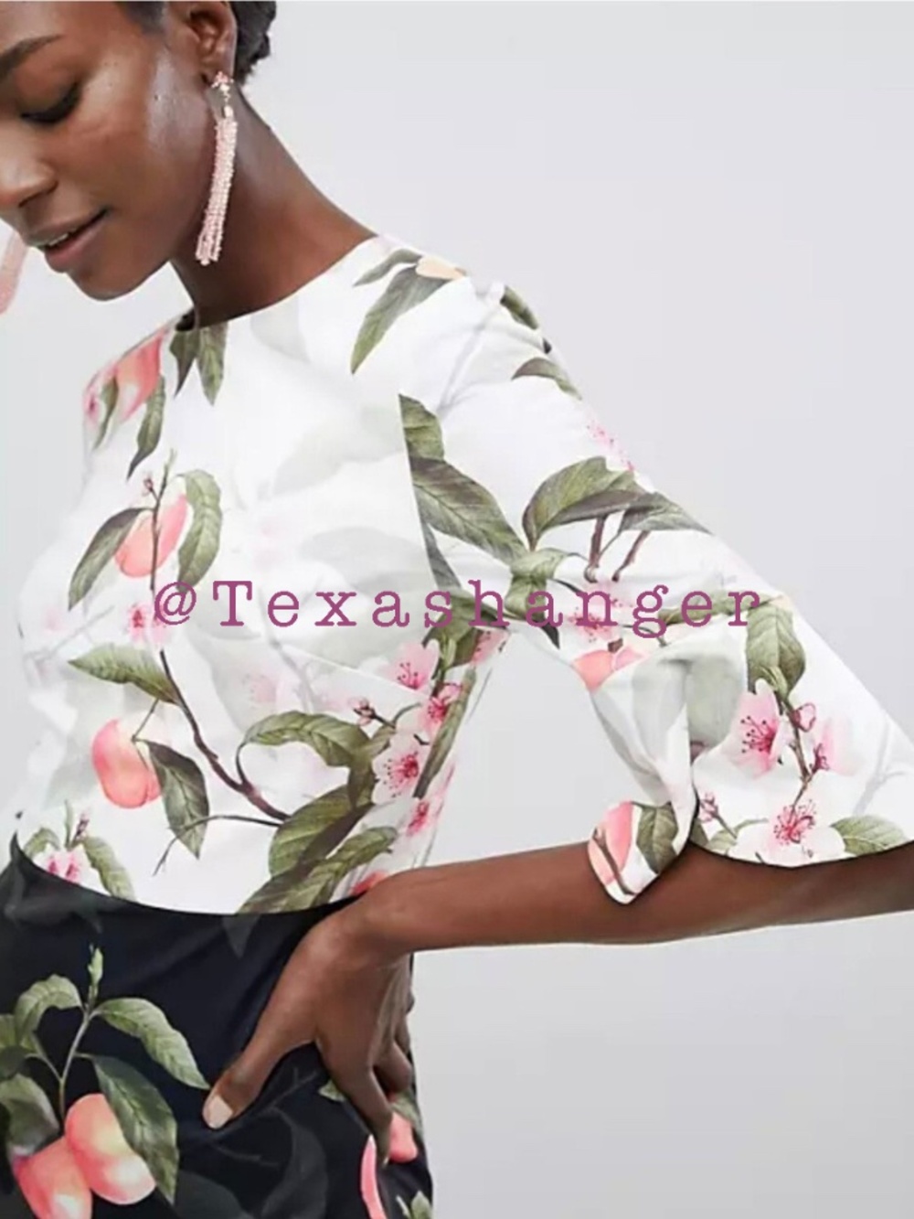 Ted Baker NWT Areea Midi Dress Size 8 Peach Blossom Print - Picture 3 of 16